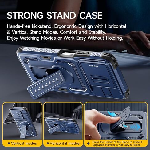 for Moto G Play 2026 Case, Moto G 2026/2025 Case with 2*Screen Protector, Upgrade Slide Camera Cover/Kickstand/Lanyard Strap, Military Grade Heavy Duty Shockproof Protective Phone Case, Blue in Saudi Arabia