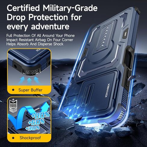 for Moto G Play 2026 Case, Moto G 2026/2025 Case with 2*Screen Protector, Upgrade Slide Camera Cover/Kickstand/Lanyard Strap, Military Grade Heavy Duty Shockproof Protective Phone Case, Blue in Saudi Arabia