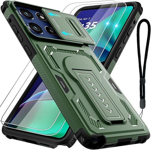 for Moto G Play 2026 Case, Moto G 2026/2025 Case with 2*Screen Protector, Upgrade Slide Camera Cover/Kickstand/Lanyard Strap, Military Grade Heavy Duty Shockproof Protective Phone Case, Blue in Saudi Arabia