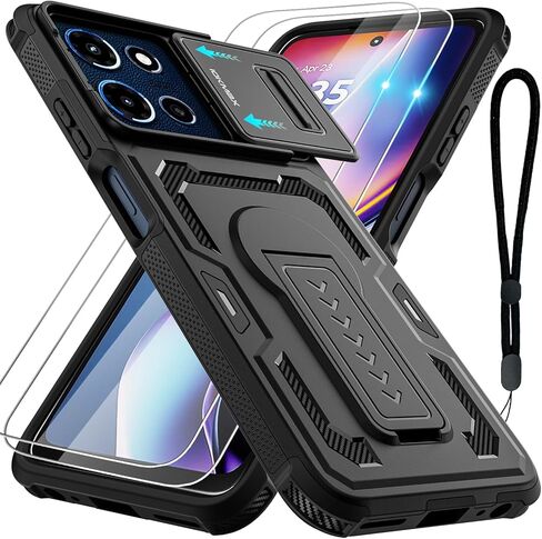 for Moto G Play 2026 Case, Moto G 2026/2025 Case with 2*Screen Protector, Upgrade Slide Camera Cover/Kickstand/Lanyard Strap, Military Grade Heavy Duty Shockproof Protective Phone Case, Blue in Saudi Arabia