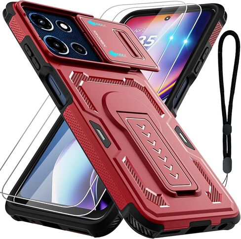 for Moto G Play 2026 Case, Moto G 2026/2025 Case with 2*Screen Protector, Upgrade Slide Camera Cover/Kickstand/Lanyard Strap, Military Grade Heavy Duty Shockproof Protective Phone Case, Blue in Saudi Arabia