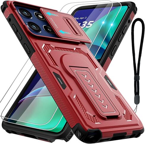 for Moto G Play 2026 Case, Moto G 2026/2025 Case with 2*Screen Protector, Upgrade Slide Camera Cover/Kickstand/Lanyard Strap, Military Grade Heavy Duty Shockproof Protective Phone Case, Blue in Saudi Arabia