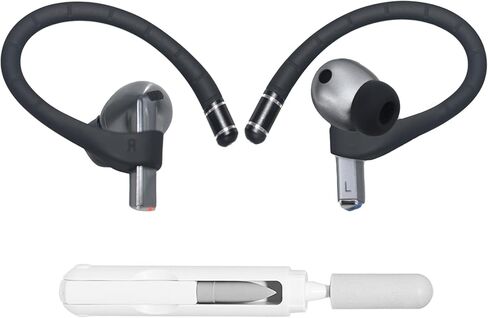 خطافات أذن سلكية من Adhiper مصممة لسماعات Samsung Galaxy Buds 3 Pro وGalaxy Buds 3 [حبل إضافي مضاد للفقد ومجموعة تنظيف 3 في 1]، ملحقات رياضية مضادة للانزلاق - أسود in Kuwait