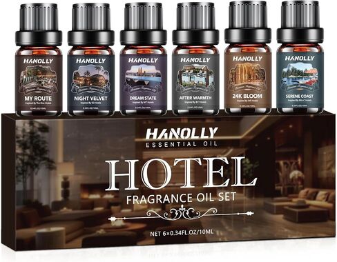 Essential Oils Set, Men Scents Fragrance Oil Aromatherapy Essential Oils Kit for Diffuser (6x10ML) - Sandalwood, Cedar, Leather, Sweet Tobacco, Rum, Cologne Aromatherapy Oils for Men in Kuwait