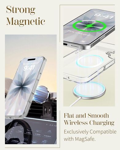 Loheckle for iPhone 17 Case with Stand- Compatible with MagSafe Women Girls Cute Clear Girly Aesthetic Unique Design Soft TPU Magnetic Ring Phone Cover for Apple 17, Purple Flower in Kuwait