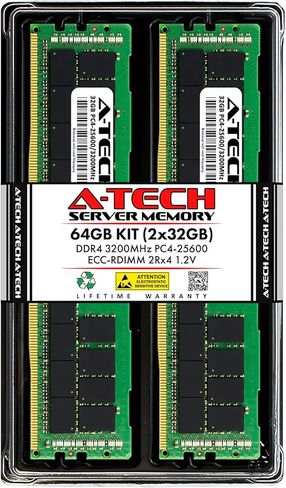 A-Tech 64GB Kit (2x32GB) RAM for ASRock Rack ROMED8-2T | DDR4 3200MHz PC4-25600 ECC RDIMM 2Rx4 Registered Server Memory Upgrade in Saudi Arabia