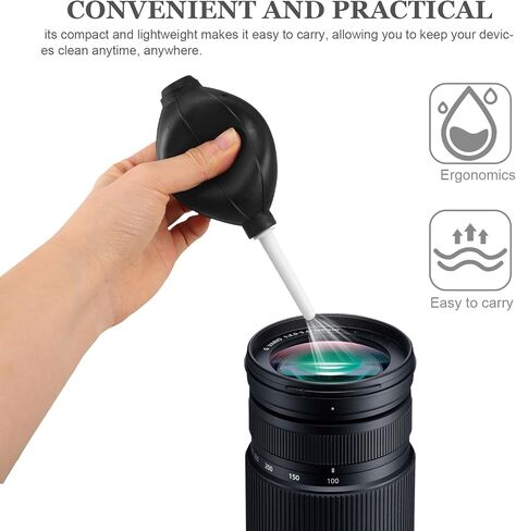 2pcs Rubber Air Blower Bulb for Camera Lens and Electronics Cleaning, Dust Removal Pump for Digital Devices and Keyboard Maintenance, Black Bulb with White Handle in Kuwait