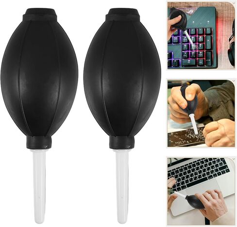 2pcs Rubber Air Blower Bulb for Camera Lens and Electronics Cleaning, Dust Removal Pump for Digital Devices and Keyboard Maintenance, Black Bulb with White Handle in Kuwait