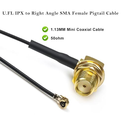 5 قطع IPX U.FL إلى SMA كابل محوري، الزاوية اليمنى SMA أنثى إلى MHF1 IPX UFL 1.13 مم كابل ضفيرة، 6 بوصة (15 سم) منخفض الخسارة U.FL الكوع SM A أنثى تمديد الطائر لأجهزة الراديو والهوائي وPCI الصغير in Kuwait