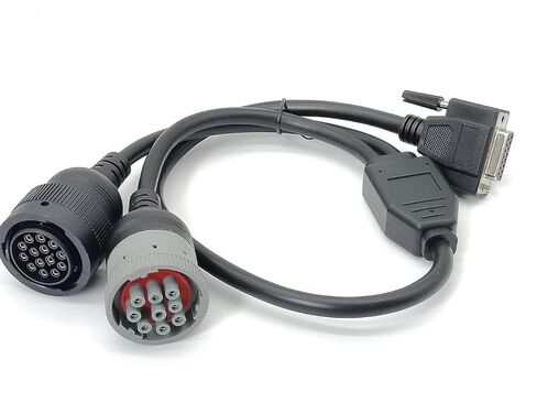 Elecbee DB15 Female to Cat 9-Pin Male و14-Pin Female J1939 Y Cable Truck أداة تشخيصية 70 سم، متوافقة مع الشاحنات الثقيلة والحافلات وآلات البناء والمعدات الصناعية in Kuwait