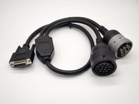 Elecbee DB15 Female to Cat 9-Pin Male و14-Pin Female J1939 Y Cable Truck أداة تشخيصية 70 سم، متوافقة مع الشاحنات الثقيلة والحافلات وآلات البناء والمعدات الصناعية in Kuwait