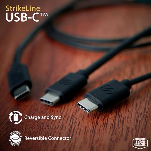 SCOSCHE StrikeLine USB Type C/USB-C to USB Type C/USB-C Quick Charge & Sync Cable with 480 Mbps Transfer Rate - Compatible with Samsung Galaxy S8/S8 Plus, HTC 10,New Apple Macbooks Black (CC23) in Saudi Arabia