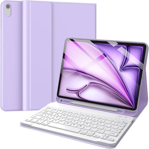 Keyboard Case for iPad Air 11-inch (M3 2025 / M2 2024) & iPad Air 5th 4th Generation, Wireless Detachable Keyboard with Pencil Holder for iPad Air 11 2024, Purple in Kuwait