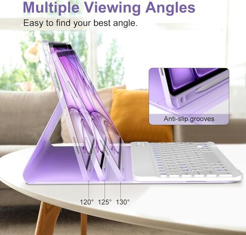 Keyboard Case for iPad Air 11-inch (M3 2025 / M2 2024) & iPad Air 5th 4th Generation, Wireless Detachable Keyboard with Pencil Holder for iPad Air 11 2024, Purple in Kuwait
