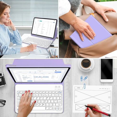 Keyboard Case for iPad Air 11-inch (M3 2025 / M2 2024) & iPad Air 5th 4th Generation, Wireless Detachable Keyboard with Pencil Holder for iPad Air 11 2024, Purple in Kuwait