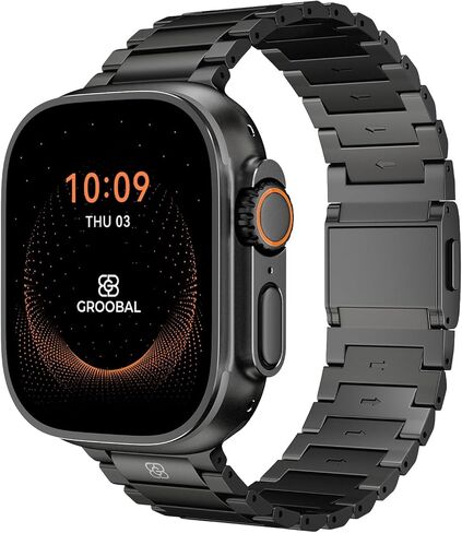 سوار من التيتانيوم لساعة Apple Ultra 3/2/1 49 ملم وسلسلة 11/10 46 ملم، من الدرجة 5 من التيتانيوم لساعة Apple Watch Ultra للرجال مع مشبك مغناطيسي، سوار ساعة Ultra 3 معدني متين مقاوم للخدش من DLC in Kuwait
