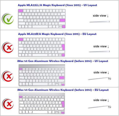 غطاء لوحة المفاتيح السيليكون للغة الإنجليزية XSKN لجهاز Apple 2015 إصدار لوحة المفاتيح السحرية A1644 MLA22LL/A تخطيط الولايات المتحدة (وردي) in Saudi Arabia