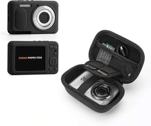 مجموعة كاميرا KODAK PIXPRO FZ55 - حافظة كاميرا صلبة + غطاء سيليكون ناعم، تصميم واقي للعدسة، تخزين بطاقة SD، حقيبة صغيرة لطيفة in Kuwait