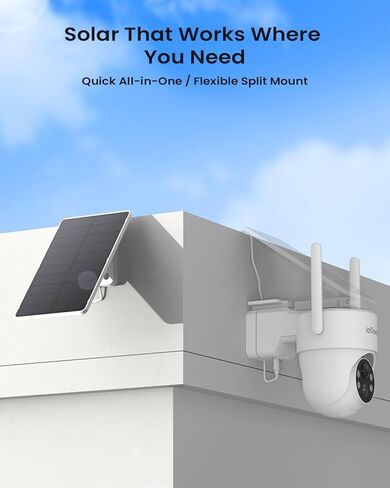 ieGeek Solar Security Camera Wireless Outdoor – 2K 3MP WiFi Camera with Removable Solar Panel, Long Battery Life, 360° Pan Tilt, Color Night Vision, AI Detection, 2-Way Audio, IP65 for Home Security in Kuwait