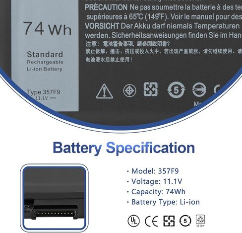 بطارية ANTIEE 74WH 357F9 لأجهزة Dell Inspiron 15 7000 Gaming 15 7559 i7559 7557 i7557 5577 7567 5576 7566 i7559-5012GRY i5577-7342blk-pus INS15PD P65F P65F001 الكمبيوتر المحمول P57F 71JF4 071JF4 0GFJ6 0357F9 in Kuwait