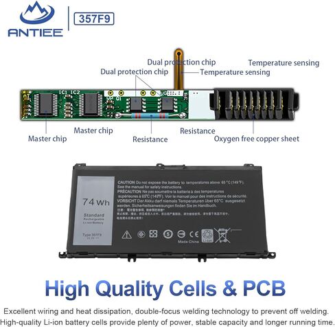 بطارية ANTIEE 74WH 357F9 لأجهزة Dell Inspiron 15 7000 Gaming 15 7559 i7559 7557 i7557 5577 7567 5576 7566 i7559-5012GRY i5577-7342blk-pus INS15PD P65F P65F001 الكمبيوتر المحمول P57F 71JF4 071JF4 0GFJ6 0357F9 in Kuwait