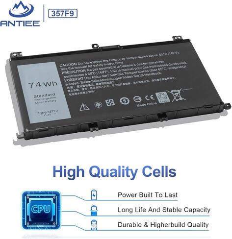 بطارية ANTIEE 74WH 357F9 لأجهزة Dell Inspiron 15 7000 Gaming 15 7559 i7559 7557 i7557 5577 7567 5576 7566 i7559-5012GRY i5577-7342blk-pus INS15PD P65F P65F001 الكمبيوتر المحمول P57F 71JF4 071JF4 0GFJ6 0357F9 in Kuwait