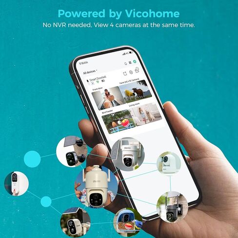 SOVMIKU Vicohome 2G6B و2CG6 أفضل كاميرا أمان تعمل بالطاقة الشمسية 2K نظام لاسلكي خارجي، لا حاجة إلى NVR، تعمل بالبطارية، سهلة الإعداد، كشف الحركة، صوت ثنائي الاتجاه، رؤية ليلية ملونة، فتحة SD in Saudi Arabia