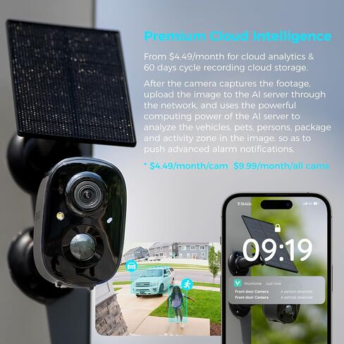 SOVMIKU Vicohome 2G6B و2CG6 أفضل كاميرا أمان تعمل بالطاقة الشمسية 2K نظام لاسلكي خارجي، لا حاجة إلى NVR، تعمل بالبطارية، سهلة الإعداد، كشف الحركة، صوت ثنائي الاتجاه، رؤية ليلية ملونة، فتحة SD in Saudi Arabia
