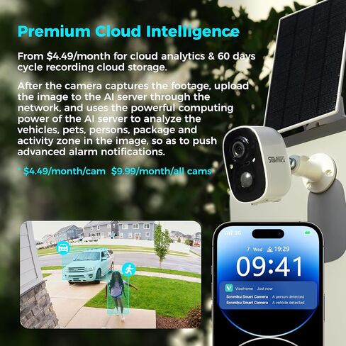 SOVMIKU Vicohome 2G6B و2CG6 أفضل كاميرا أمان تعمل بالطاقة الشمسية 2K نظام لاسلكي خارجي، لا حاجة إلى NVR، تعمل بالبطارية، سهلة الإعداد، كشف الحركة، صوت ثنائي الاتجاه، رؤية ليلية ملونة، فتحة SD in Saudi Arabia