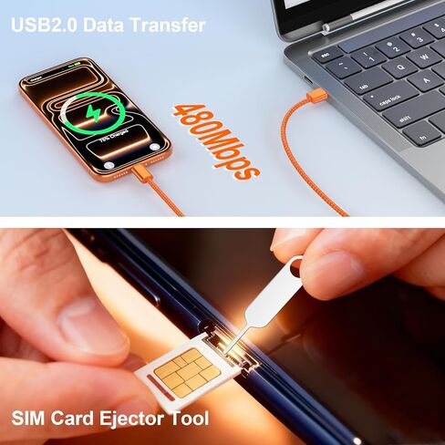 كابل شاحن سيارة USB A إلى USB C لهاتف iPhone 17 16 بطول 3 أقدام، سلك شحن سريع مجدول من النوع C وتشغيل السيارة لهاتف iPhone 17 Pro Max 16e 16 Pro Max 15/iPad 11 10th لهاتف Samsung S25 S24 S23 Ultra Pixel Phone، برتقالي in Kuwait