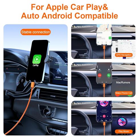 كابل شاحن سيارة USB A إلى USB C لهاتف iPhone 17 16 بطول 3 أقدام، سلك شحن سريع مجدول من النوع C وتشغيل السيارة لهاتف iPhone 17 Pro Max 16e 16 Pro Max 15/iPad 11 10th لهاتف Samsung S25 S24 S23 Ultra Pixel Phone، برتقالي in Kuwait