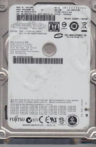 فوجيتسو MHZ2250BH G2 فوجيتسو ساتا 9.5 ملم 250 جيجا 2.5 بوصة. 5400 دورة في الدقيقة MHZ2250BH G2 (MHZ2250BHG2) in Kuwait