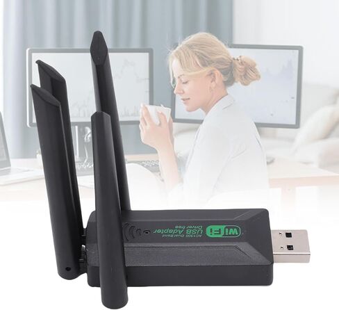 Wireless USB WiFi Adapter for Desktop PC Laptop, 5G 2.4G Dual Band 1300Mbps USB Adapter, Network Adapter Receiver with Antenna for Desktop PC Laptop in Saudi Arabia
