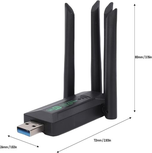 Wireless USB WiFi Adapter for Desktop PC Laptop, 5G 2.4G Dual Band 1300Mbps USB Adapter, Network Adapter Receiver with Antenna for Desktop PC Laptop in Saudi Arabia