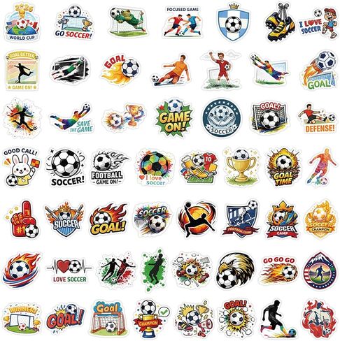 100 قطعة من ملصقات كرة القدم لمحبي الرجال، ملصقات كأس العالم 2026 من الفينيل لزجاجة المياه، وسجل القصاصات، وحافظة الهاتف، وديكور مشجعي كرة القدم، ومستلزمات الحفلات الرياضية in Kuwait