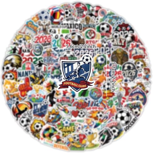 100 قطعة من ملصقات كرة القدم لمحبي الرجال، ملصقات كأس العالم 2026 من الفينيل لزجاجة المياه، وسجل القصاصات، وحافظة الهاتف، وديكور مشجعي كرة القدم، ومستلزمات الحفلات الرياضية in Kuwait