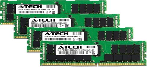 مجموعة ذاكرة الوصول العشوائي A-Tech سعة 128 جيجابايت (4 × 32 جيجابايت) لجهاز Dell PowerEdge R540 - DDR4 2666 ميجاهرتز PC4-21300 ECC مسجلة RDIMM 2Rx4 1.2V - الخادم in Kuwait