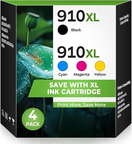 خراطيش حبر 910XL 910 متوافقة مع مجموعة خرطوشة الحبر HP 910 XL HP910XL HP910 تعمل مع Officejet Pro 8025e 8025 8028e 8028 8035e 8035 OfficeJet 8015e 8022e 8015 8022، 4 عبوات in Kuwait
