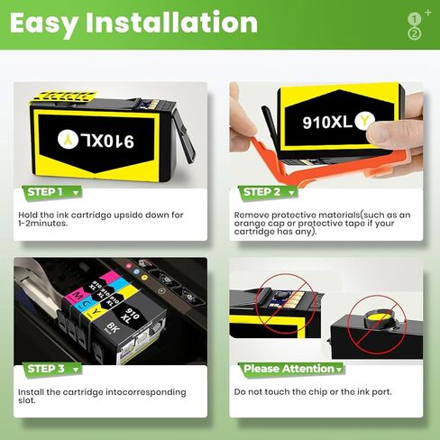 خراطيش حبر 910XL 910 متوافقة مع مجموعة خرطوشة الحبر HP 910 XL HP910XL HP910 تعمل مع Officejet Pro 8025e 8025 8028e 8028 8035e 8035 OfficeJet 8015e 8022e 8015 8022، 4 عبوات in Kuwait