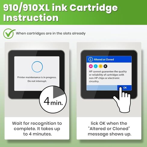 خراطيش حبر 910XL 910 متوافقة مع مجموعة خرطوشة الحبر HP 910 XL HP910XL HP910 تعمل مع Officejet Pro 8025e 8025 8028e 8028 8035e 8035 OfficeJet 8015e 8022e 8015 8022، 4 عبوات in Kuwait