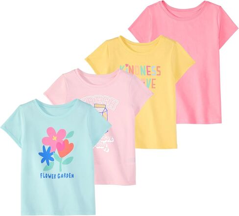 Garanimals Toddler Girl Strawberry T-Shirt, Size 6T, 4-Pack | Short Sleeve Tees, Kids Casual Crew Neck, Solids, Graphics, and Patterns, Pull-On Top, OEKO-TEX Standard 100 Certified in Kuwait