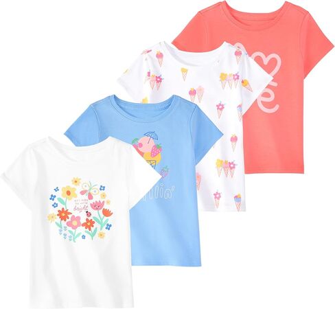 Garanimals Toddler Girl Strawberry T-Shirt, Size 6T, 4-Pack | Short Sleeve Tees, Kids Casual Crew Neck, Solids, Graphics, and Patterns, Pull-On Top, OEKO-TEX Standard 100 Certified in Kuwait