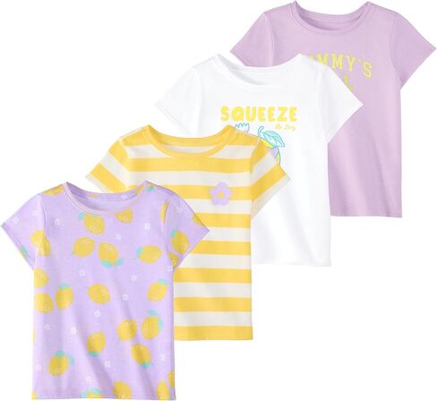 Garanimals Toddler Girl Strawberry T-Shirt, Size 6T, 4-Pack | Short Sleeve Tees, Kids Casual Crew Neck, Solids, Graphics, and Patterns, Pull-On Top, OEKO-TEX Standard 100 Certified in Kuwait