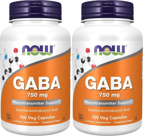 NOW Supplements, GABA (Gamma-Aminobutyric Acid) 750mg, Neurotransmitter Support*, 100 Veg Capsules in Saudi Arabia