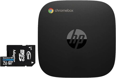 كمبيوتر سطح المكتب HP Chromebox G4 Mini (Intel Celeron 7305، 4GB DDR4، 64GB eMMC SSD، Intel UHD Graphics، 65W PSU، WiFi 6E، Bluetooth 5.3، RJ-45، 2 HDMI، نظام تشغيل Chrome) مع بطاقة microSDXC بسعة 256 جيجابايت in Kuwait