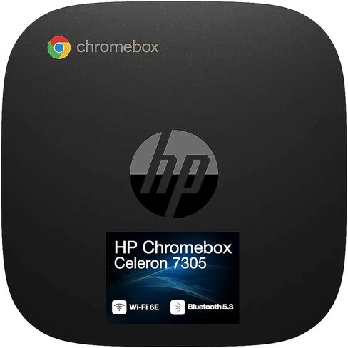 سطح المكتب HP Chromebox Everyday Value (Intel Celeron 7305، 4GB DDR4، 64GB SSD، Intel UHD، 65W PSU، WiFi 6E، Bluetooth 5.3، RJ-45، 2 HDMI، نظام تشغيل Chrome) مع حقيبة ظهر مميزة in Kuwait