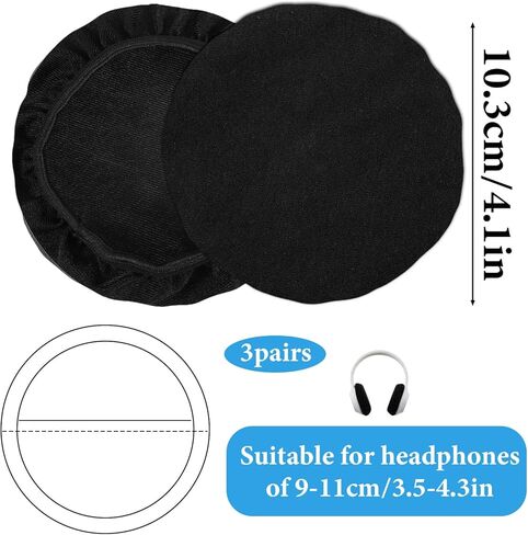 3 Pairs Headphone Earpad Covers, Washable Stretchable Headphone Earpad Covers, Sweatproof Ear Pads Protectors for Over-Ear Headphones Fit 3.5-4.3 Inch Ideal for Gym Gaming Aviation in Kuwait