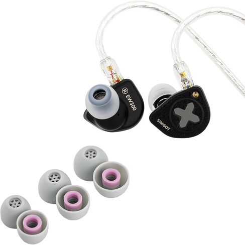 Linsoul SIMGOT EW300 DSP 1DD+1Planar+1PZT محرك هجين في شاشة الأذن، سماعات أذن سلكية IEM+ Kiwi Ears Flex Earbud Tips، استبدال سيليكون IEM in Kuwait