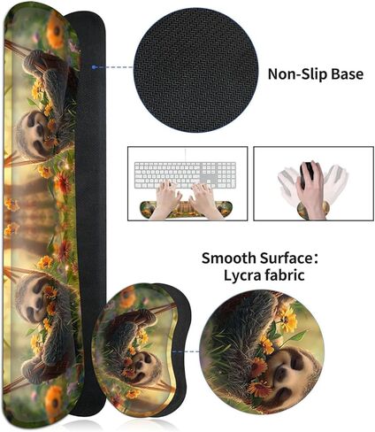 JVGFYNKL Large Gaming Mouse Pad Set, Ergonomic Memory Foam Keyboard Wrist Rest Support + Mouse Wrist Rest + Extended Desk Mat with Non-Slip Rubber Base, Cute Sloth Pattern Desk Pad in Saudi Arabia