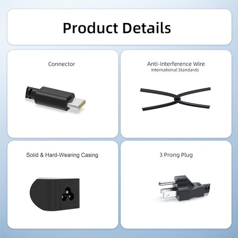 65W 45W USB C AC Charger Fit for Lenovo Yoga 730 720 720S 730S 910 920 C740 C940 S740 S730 S540 S940 C630 C930 Laptop, (Certified by UL Safety) in Saudi Arabia